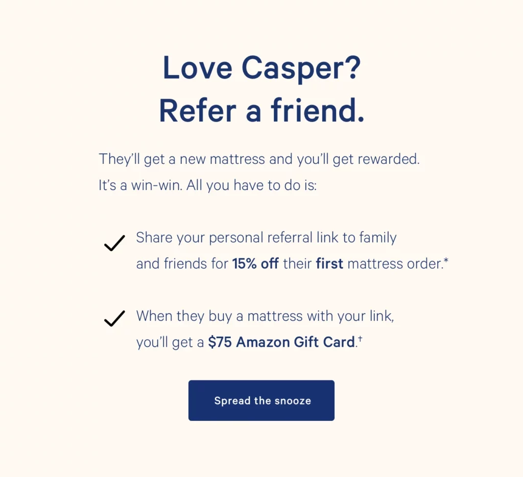 Casper refer a friend