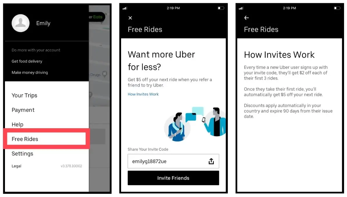 Uber referral marketing program